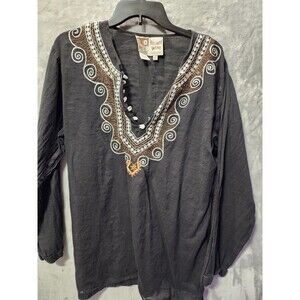 Vintage Soho Village Wear Shirt Womens L Clothing Boho Hippie Floral Flower